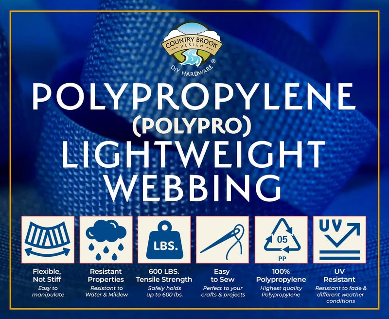 Country Brook Design 1" Webbing - 10/25/50 Yards - 30+ Colors - EDC 1 Inch Polypropylene Webbing for Climbing Outdoors Crafting DIY Gear Repair (Orange, 10 Yards) - Image 2